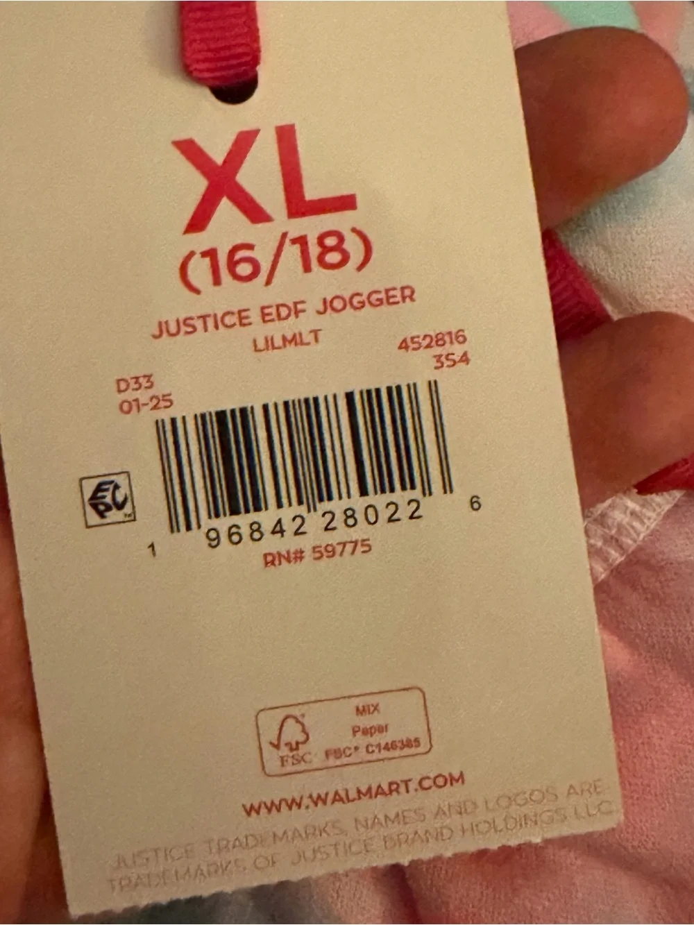 Justice Girls Everyday Fleece Jogger Sweatpants, size XL 16/18 New